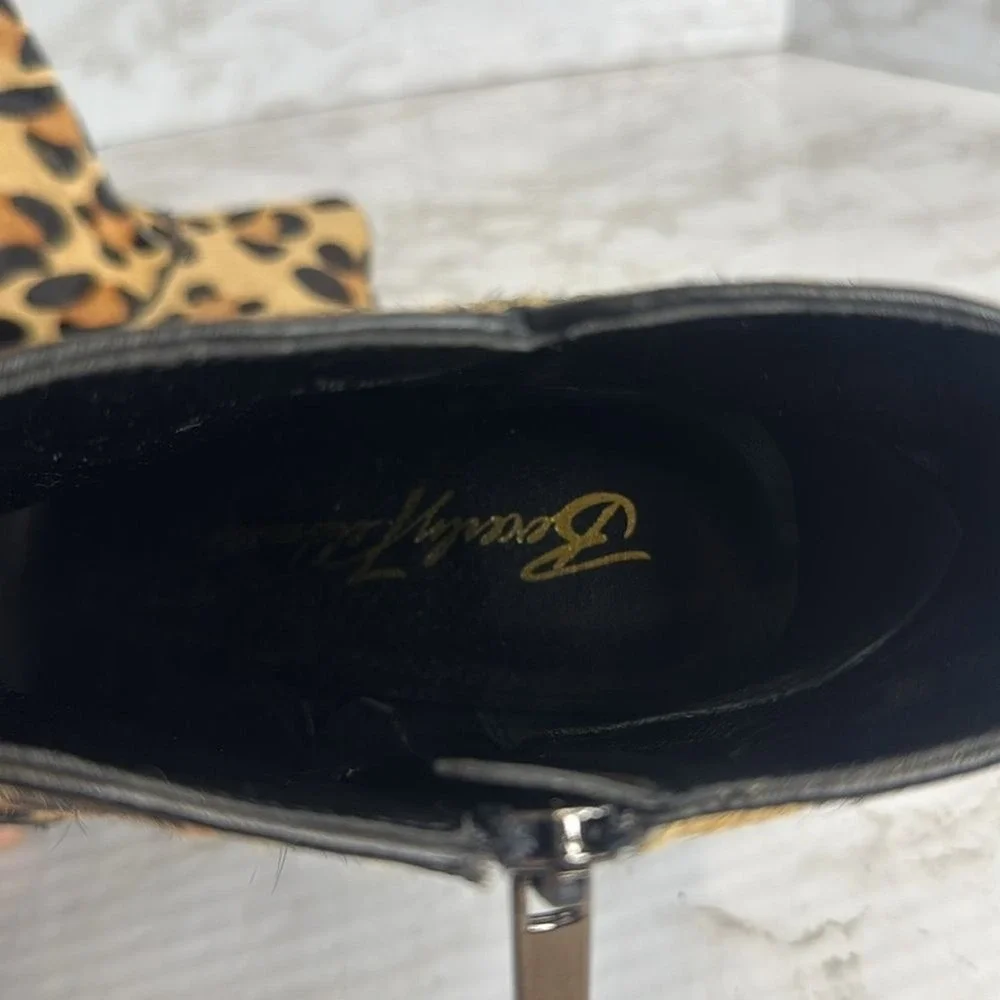 Beverly Feldman Women's Leopard Print Calf Hair Ankle Boots Size 9M